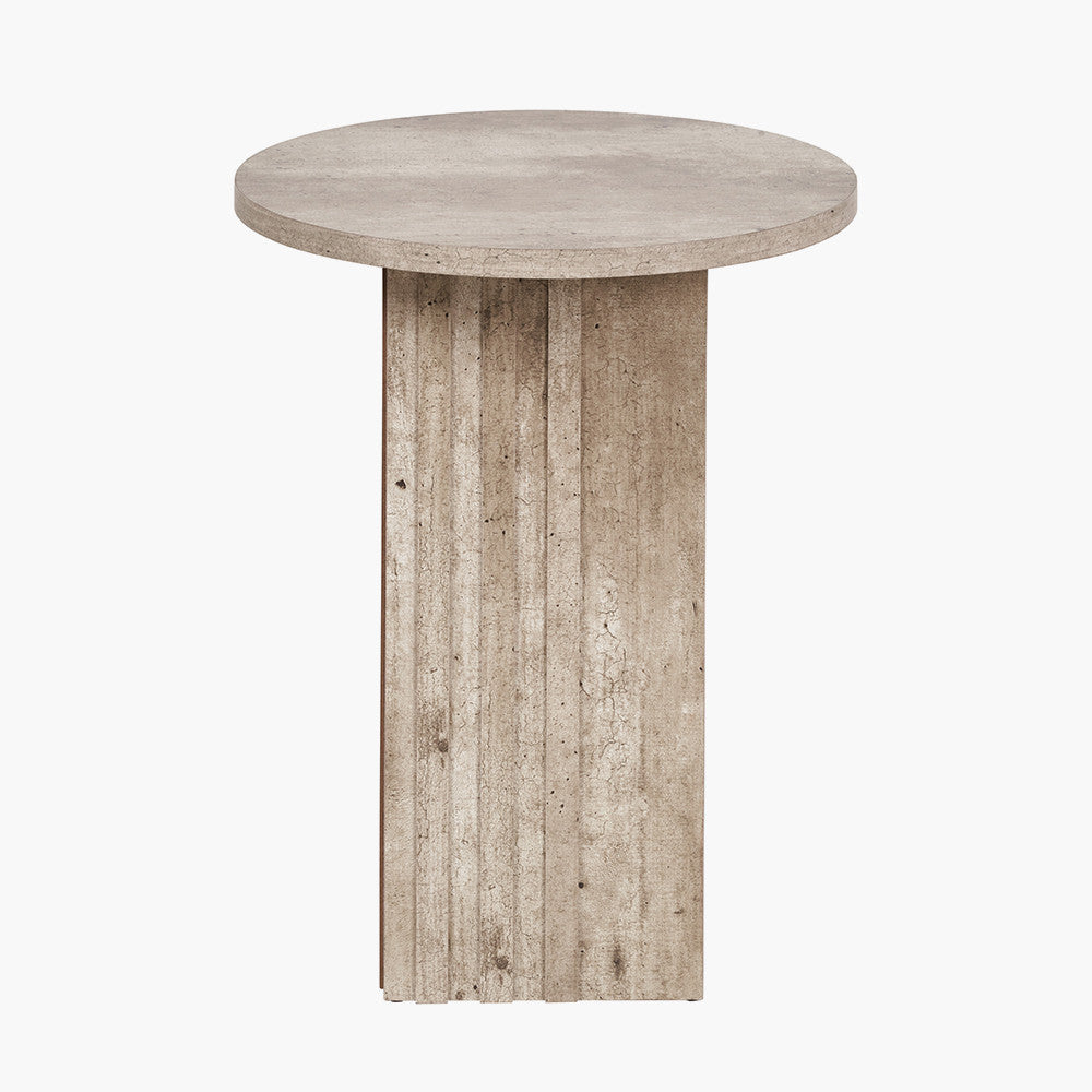 Elkton Concrete Effect Groove Detail Side Table